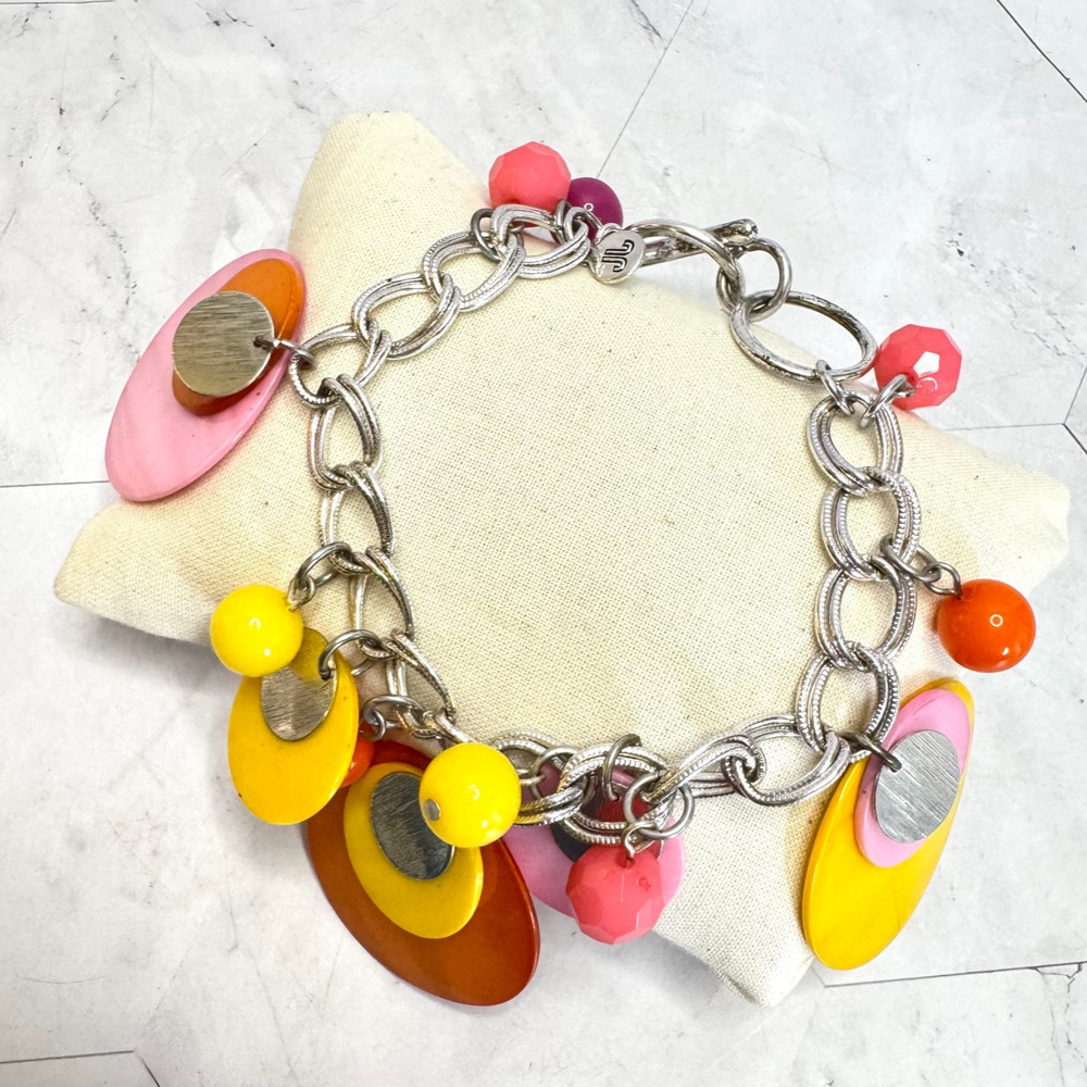 JJ Cha Cha Bracelet Mother of Pearl MOP Shell Charm Statement Pink Yellow Orange
